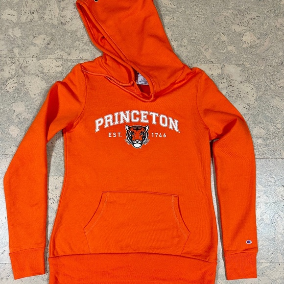 Princeton University Sweatshirt with Hood with Tiger Size Small Orange New - Picture 3 of 5
